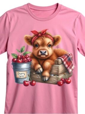 Western Highland Cow Pink Graphic Tee